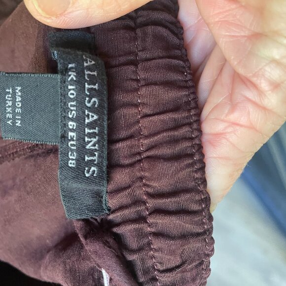 ALLSAINTS Women Val Linen Blend Cargo Trousers High Rise Cuff Ankles Sz 4 - Picture 5 of 6